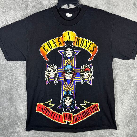 Alstyle Apparel & Activewear Other - Guns‎ And Roses Shirt Men's L Appetite for Destruction Black Band Black Graphic